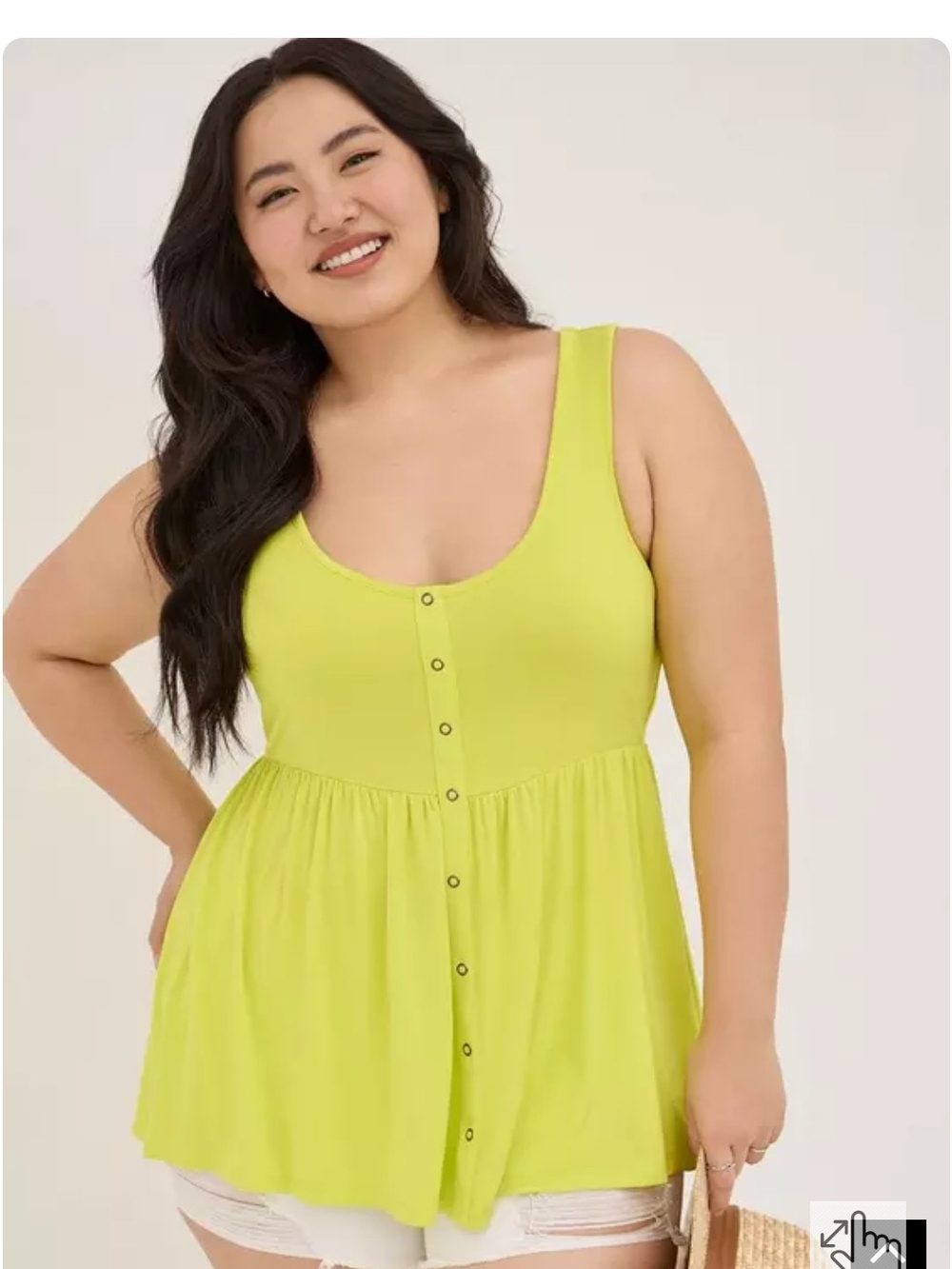 Sleeveless Scoop-Neck Button Front Peplum Top